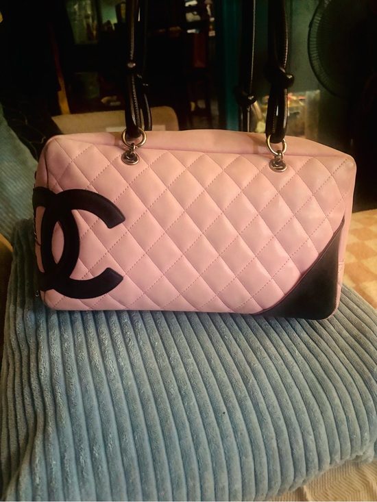 CHANEL Handbags - CHANEL Pink Quilted Shoulder Bag with Black Trim